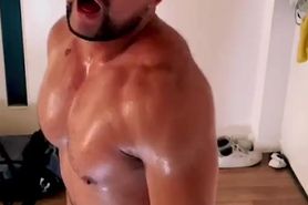 Korean bodybuilder Muscle fucked rough with dildo