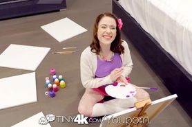 TINY4K Sloppy facial at teens messy painting party - video 1