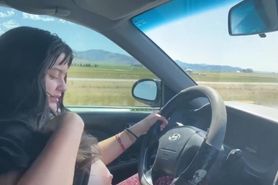 flashing and sucking my titties while driving down the highway on a road trip