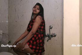 beautiful Indian desi bollywood model Alia Advani in bathroom taking shower