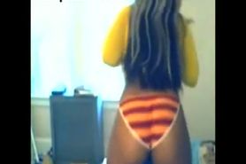 Ebony babe with panties and shaking her booty