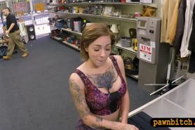 Sexy tattooed lady hammered by pawn man at the pawnshop