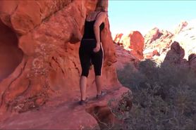 Athletic blonde MILF climbs and fucks outdoors POV