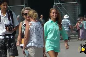 Candid Ass in see through Teal Romper VTL