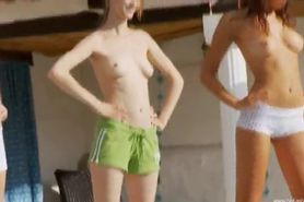 Six naked girls by the pool from europe - video 1