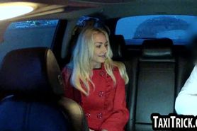Classy amateur blonde sucks and fucks in a taxi