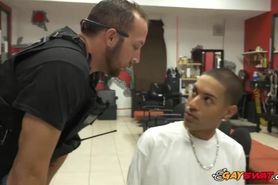 Black Man Is Arrested By Naughty White Male Cops At The Barbershop For Having A Big Dick