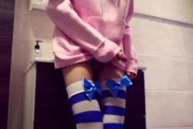 Cute petite femboy has some fun after a shower
