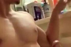 bodybuilder Muscle boy shoots Cum fountain
