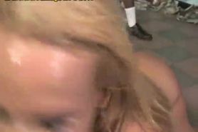 Black Cock Seed Drips from Blonde Babe