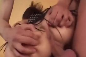 Asian skank gets to be threesome double penetrated