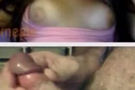 Girl shows tits and hairy pussy for cum