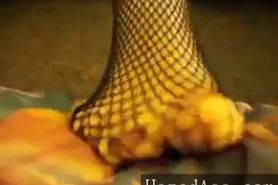 Fishnets foot tease
