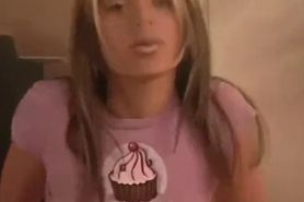 A Hot Blonde Teen Girl Smokes a Cigarette and Shows her Sexy Body and Tits.