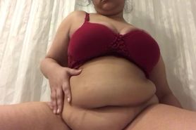 Sexy bbw has fun with chubby belly and body