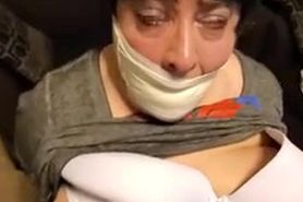 BBW massively gagged and has tits exposed
