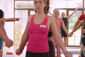 Blonde sucks cock to her yoga coach - video 1