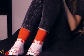 Night Masturbation in Christmas Socks