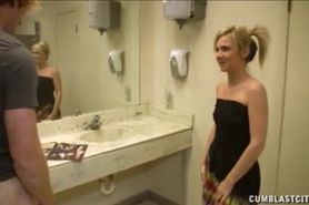 Blonde Gets A Cumblast In The Bathroom
