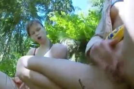 two sexy lezzies in deep forest - video 9