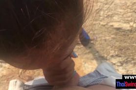 Beachside outdoor quickie blowjob with my Thai wifey