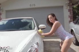 Tiffany Car wash Booty outdoors in front of the house
