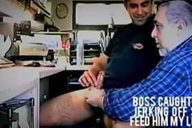BOSS CAUGHT ME JERKING OFF SO I FED HIM MY LOAD