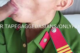 Tape gagged blowjob Thai model in police uniform vietnam sucking dick