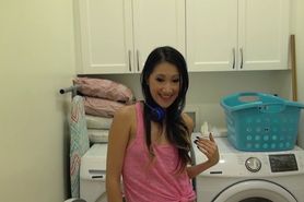 Laundry time doesnt always have to be so boring for this asian chick