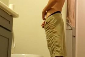 Young stepbro going pee