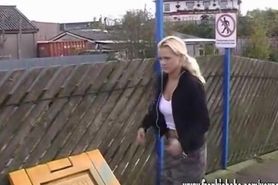 Naughty blonde FrankieBabe caught on camera peeing outdoors in public
