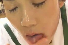 Asuka Ohzora sexy Asian model gets sperm part1 - video 1