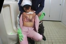 Asian bathroom attendant is in the mens part1 - video 3