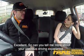 Fake Driving School Rough back seat fuck for skinny infatuated learner