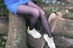 In the forest in black tights