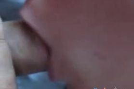 Awesome blowjob ends with jizz clodded mouth