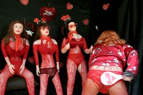 Sissy Valentines Day Cosplay with 3 Blow up Dolls Pt 3 - Spank & Cum