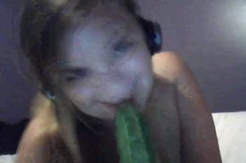 cucumber fucking squirt drinking slut