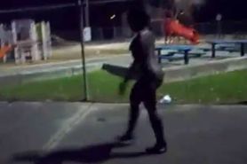 thick black girl take naked stroll at night