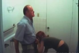 Teacher gets blowjob in a public bathroom
