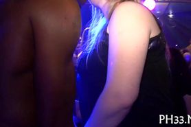 Blonde girl swallowing black dick