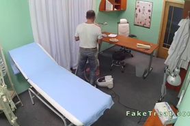 Doctor fucks nurse and cleaning lady in fake hospital