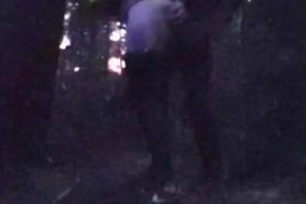 In the woods at night, gagged & fucked