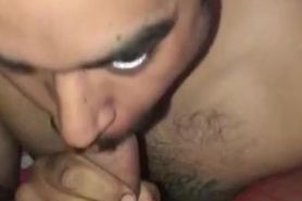 Kinky blowjob on trans escort ! Ate her ass and sucker her balls before letting her screw me