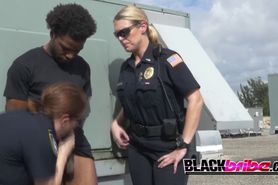 Black Guy gets arrested but goes to heaven with these Lusty MILFs eating his Big Cock on the rooftop