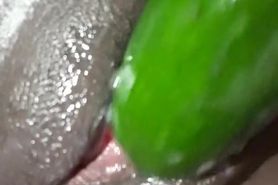 Fucking this tight pussy with a cucumber