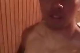 Filipino handsome muscle guy naked in sauna room