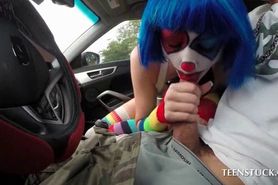Little clown girl gets on her first sex ride
