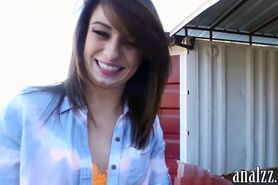 Cute amateur teen anal pounded by thick cock outdoors