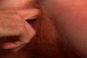 Redhead slut gets her hairy ginger muff licked and fucked